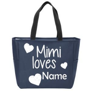 Mimi Loves Custom Text Personalize Name Zip Tote Bag