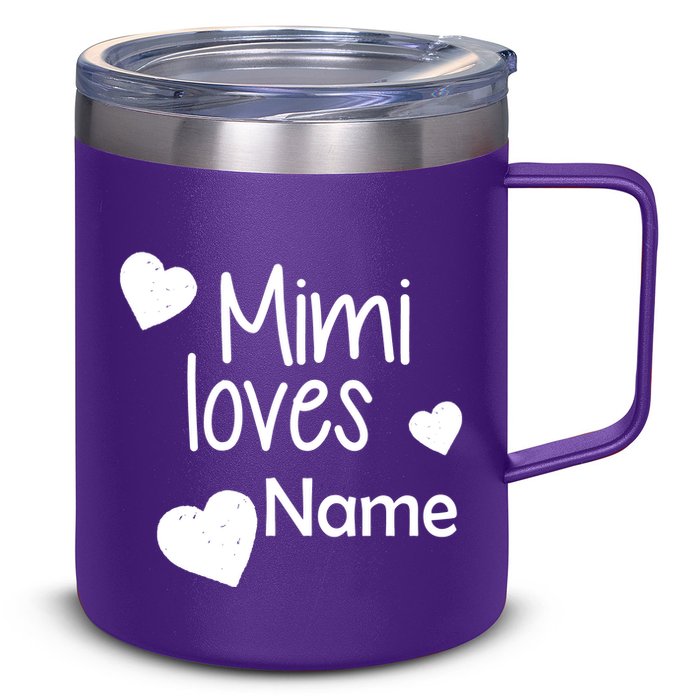 Mimi Loves Custom Text Personalize Name 12oz Stainless Steel Coffee Mug