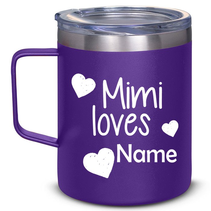 Mimi Loves Custom Text Personalize Name 12oz Stainless Steel Coffee Mug