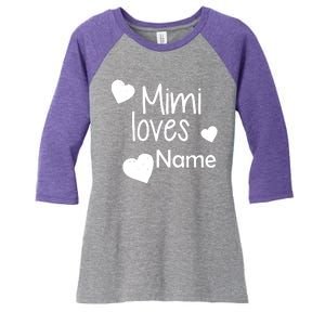 Mimi Loves Custom Text Personalize Name Women's Tri-Blend 3/4-Sleeve Raglan Shirt