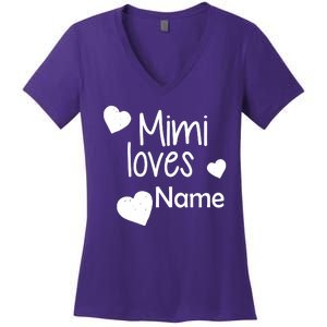 Mimi Loves Custom Text Personalize Name Women's V-Neck T-Shirt