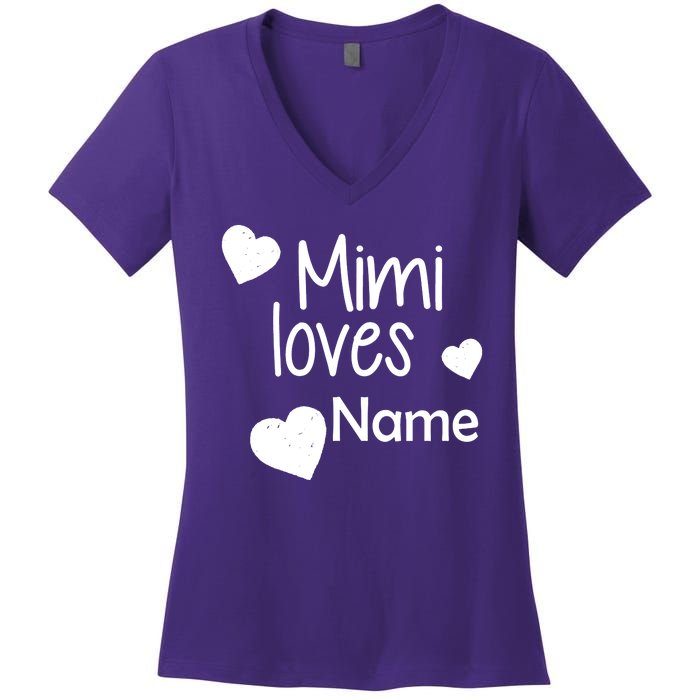 Mimi Loves Custom Text Personalize Name Women's V-Neck T-Shirt