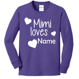 Mimi Loves Custom Text Personalize Name Kids Long Sleeve Shirt