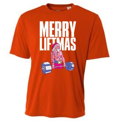 Merry Liftmas Cool Gift Weightlifting Santa Christmas Meaningful Gift Cooling Performance Crew T-Shirt