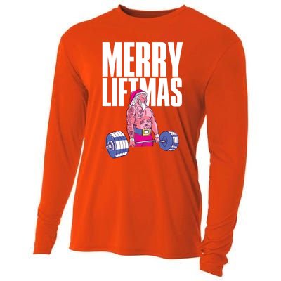 Merry Liftmas Cool Gift Weightlifting Santa Christmas Meaningful Gift Cooling Performance Long Sleeve Crew