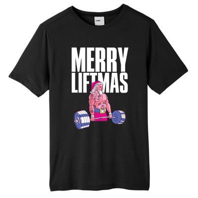 Merry Liftmas Cool Gift Weightlifting Santa Christmas Meaningful Gift Tall Fusion ChromaSoft Performance T-Shirt