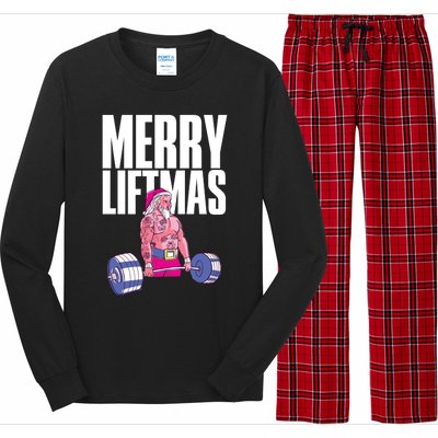 Merry Liftmas Cool Gift Weightlifting Santa Christmas Meaningful Gift Long Sleeve Pajama Set