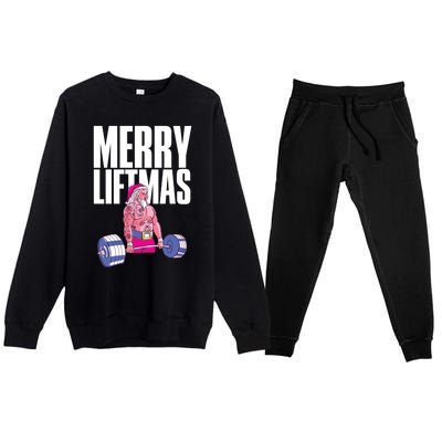 Merry Liftmas Cool Gift Weightlifting Santa Christmas Meaningful Gift Premium Crewneck Sweatsuit Set