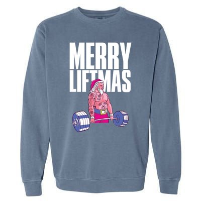 Merry Liftmas Cool Gift Weightlifting Santa Christmas Meaningful Gift Garment-Dyed Sweatshirt