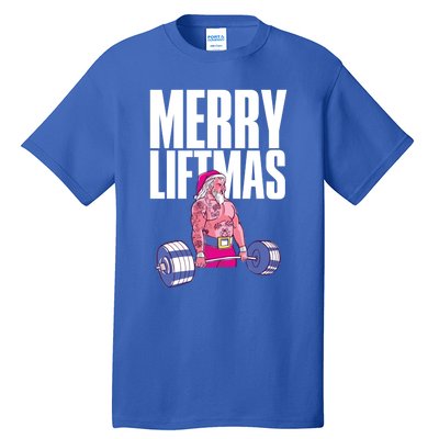 Merry Liftmas Cool Gift Weightlifting Santa Christmas Meaningful Gift Tall T-Shirt