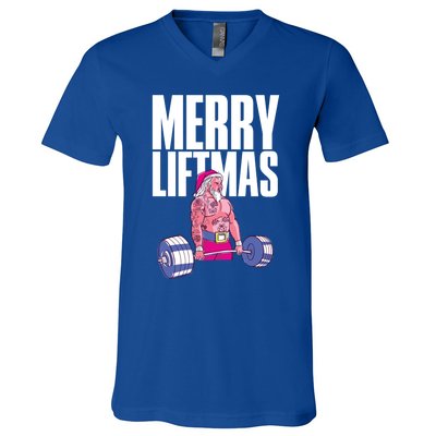 Merry Liftmas Cool Gift Weightlifting Santa Christmas Meaningful Gift V-Neck T-Shirt