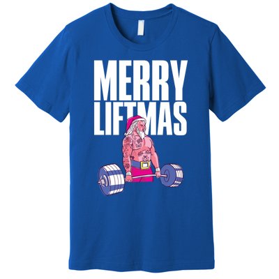 Merry Liftmas Cool Gift Weightlifting Santa Christmas Meaningful Gift Premium T-Shirt