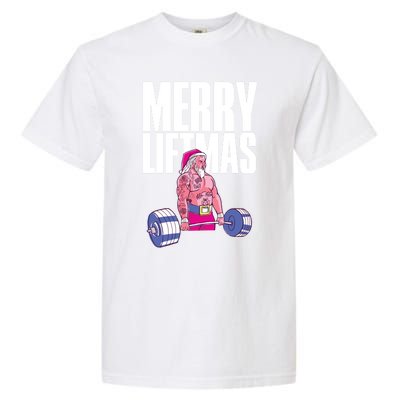 Merry Liftmas Cool Gift Weightlifting Santa Christmas Meaningful Gift Garment-Dyed Heavyweight T-Shirt