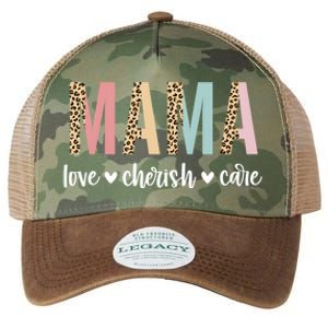 Mama Love Cherish Care Mama Graphic Mom Gift Top Gift Legacy Tie Dye Trucker Hat