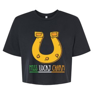 Miss Lucky Charm Funny Patricks Day Bella+Canvas Jersey Crop Tee