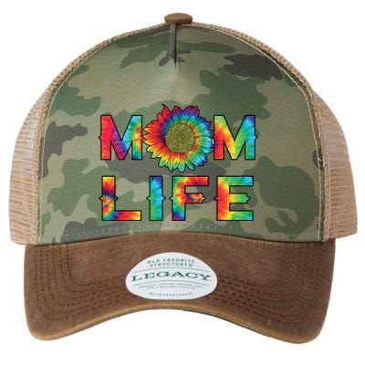 Mom Life Colorful Rainbow Sunflower Legacy Tie Dye Trucker Hat
