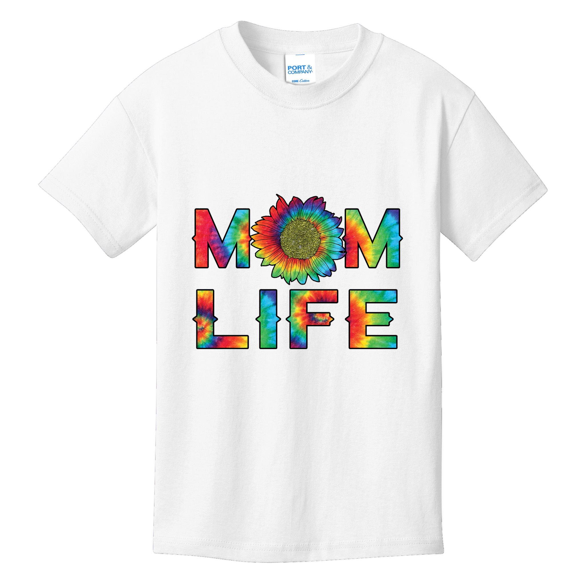 Mom Life Colorful Rainbow Sunflower Kids T-Shirt