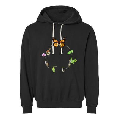 Monarch Life Cycle Butterfly Caterpillar Gift Garment-Dyed Fleece Hoodie