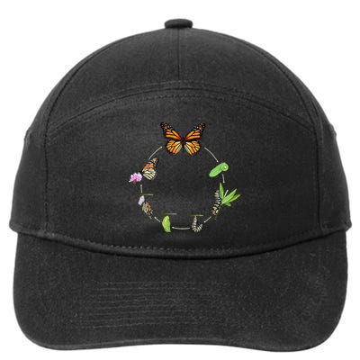 Monarch Life Cycle Butterfly Caterpillar Gift 7-Panel Snapback Hat