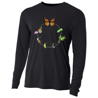 Monarch Life Cycle Butterfly Caterpillar Gift Cooling Performance Long Sleeve Crew