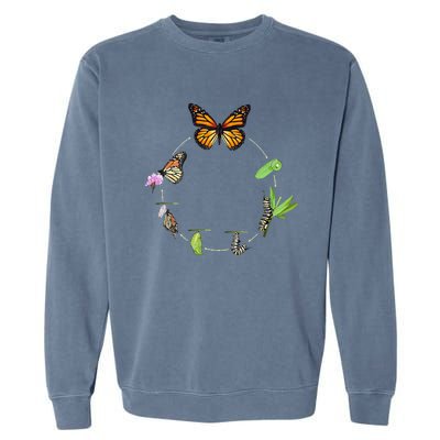 Monarch Life Cycle Butterfly Caterpillar Gift Garment-Dyed Sweatshirt