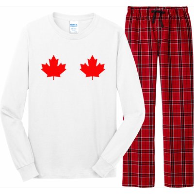 Maple Leaf Canada Day Canadian Flag Long Sleeve Pajama Set