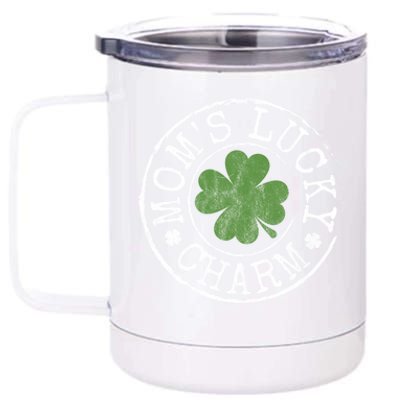 Moms Lucky Charm Irish Clovers St Patricks Day Gift 12 oz Stainless Steel Tumbler Cup