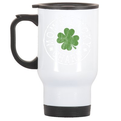 Moms Lucky Charm Irish Clovers St Patricks Day Gift Stainless Steel Travel Mug