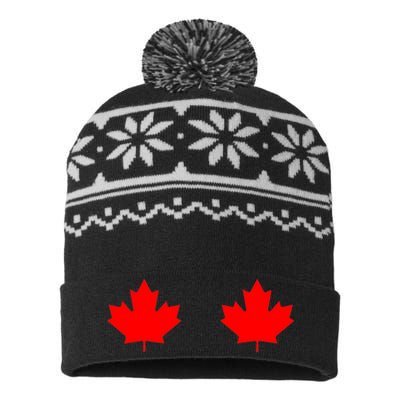 Maple Leaf Canada Day Canadian Flag USA-Made Snowflake Beanie