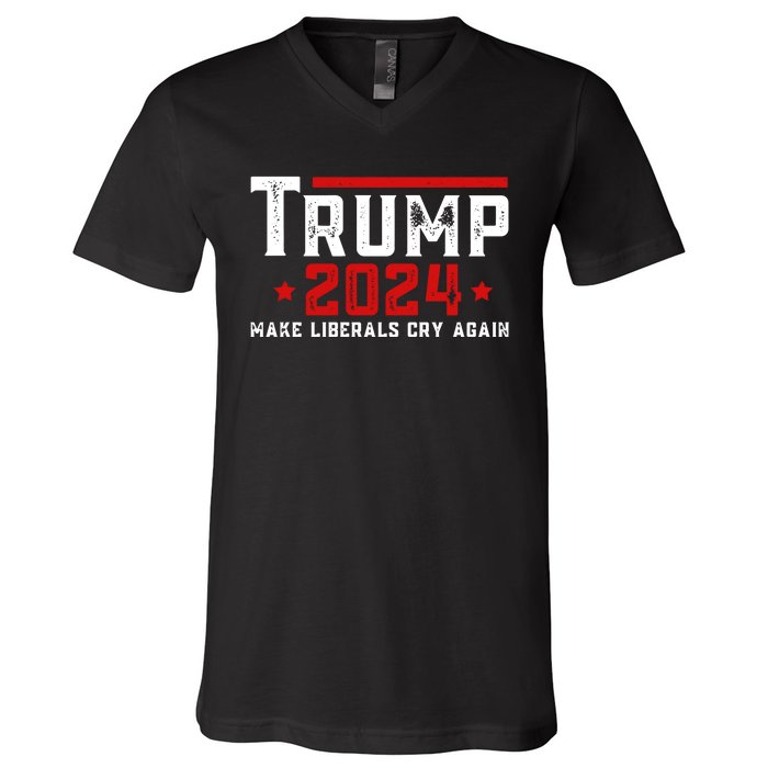 Make Liberals Cry Again Vintage Trump 2024 V-Neck T-Shirt