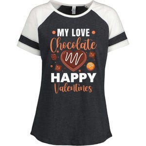 My Love Chocolate Happy Valentines Funny Food Lover Graphic Gift Enza Ladies Jersey Colorblock Tee