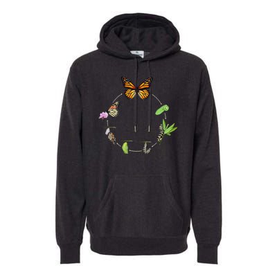 Monarch Life Cycle Butterfly Caterpillar .Png Premium Hoodie