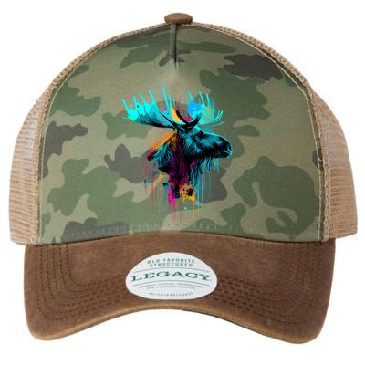Moose Lovers Colorful Pop Art Beautiful Moose Legacy Tie Dye Trucker Hat