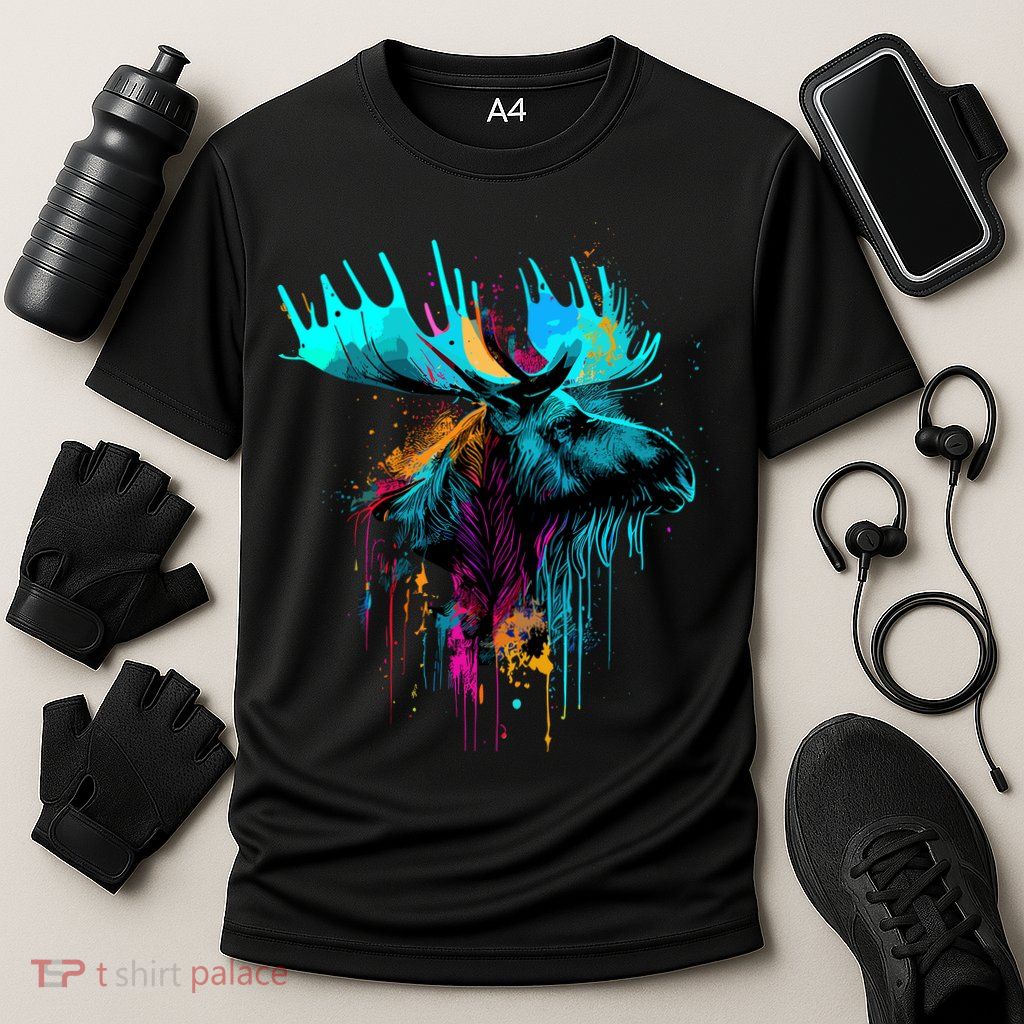 Moose Lovers Colorful Pop Art Beautiful Moose Performance Shirt