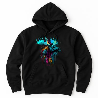 Moose Lovers Colorful Pop Art Beautiful Moose Hoodie