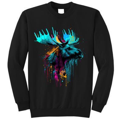 Moose Lovers Colorful Pop Art Beautiful Moose Sweatshirt