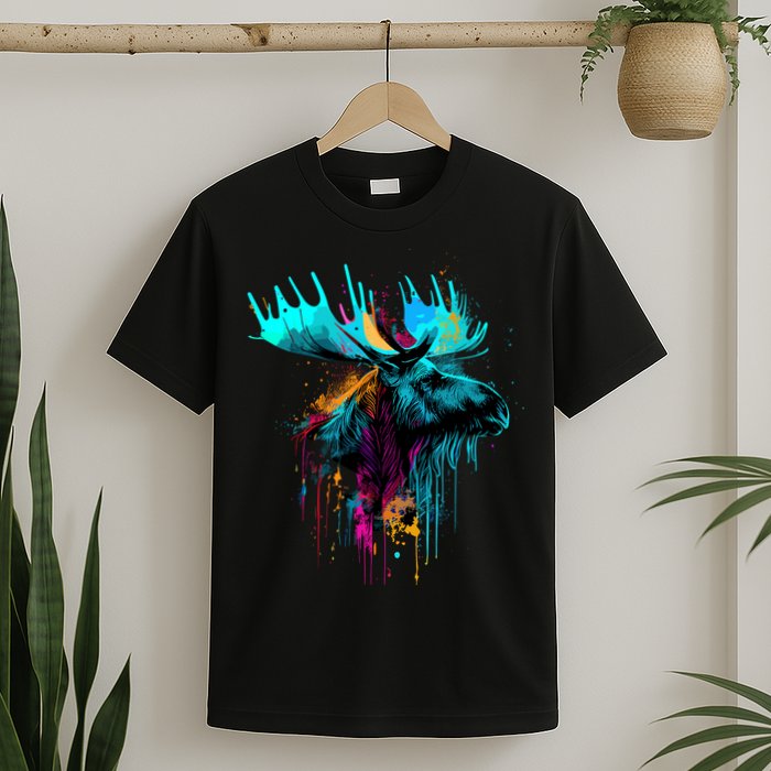 Moose Lovers Colorful Pop Art Beautiful Moose T-Shirt
