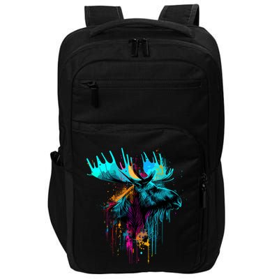 Moose Lovers Colorful Pop Art Beautiful Moose Impact Tech Backpack