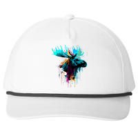 Moose Lovers Colorful Pop Art Beautiful Moose Snapback Five-Panel Rope Hat