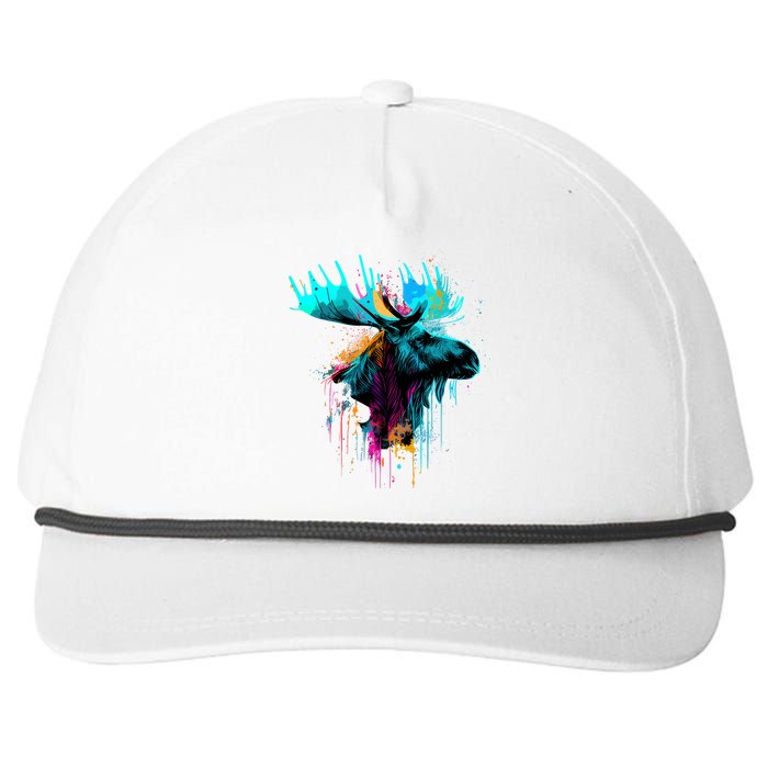 Moose Lovers Colorful Pop Art Beautiful Moose Snapback Five-Panel Rope Hat