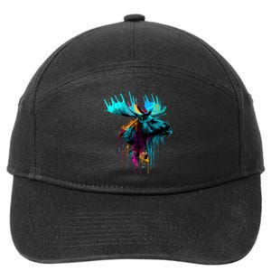 Moose Lovers Colorful Pop Art Beautiful Moose 7-Panel Snapback Hat