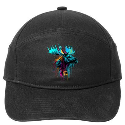 Moose Lovers Colorful Pop Art Beautiful Moose 7-Panel Snapback Hat