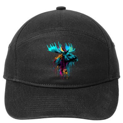 Moose Lovers Colorful Pop Art Beautiful Moose 7-Panel Snapback Hat