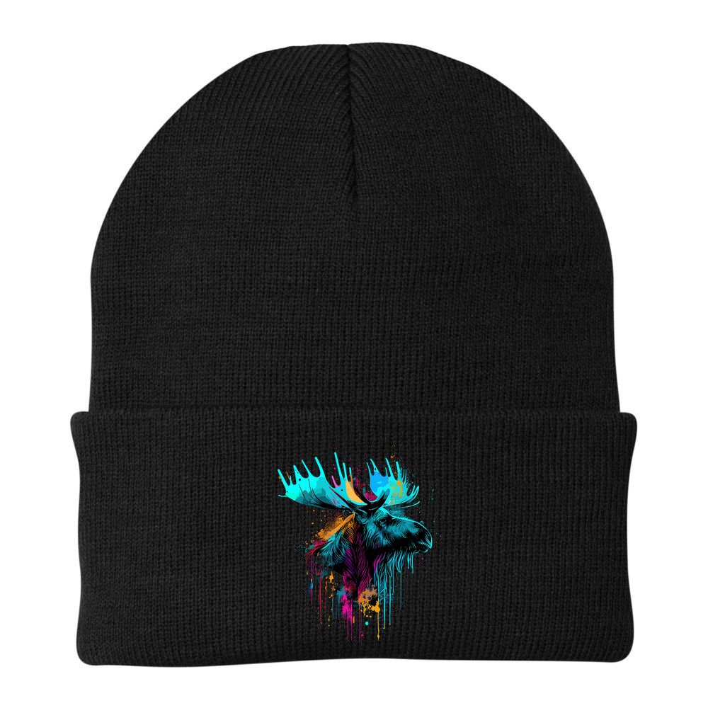 Moose Lovers Colorful Pop Art Beautiful Moose Beanie