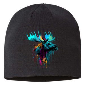 Moose Lovers Colorful Pop Art Beautiful Moose Sustainable Beanie