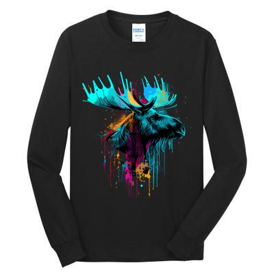 Moose Lovers Colorful Pop Art Beautiful Moose Tall Long Sleeve T-Shirt