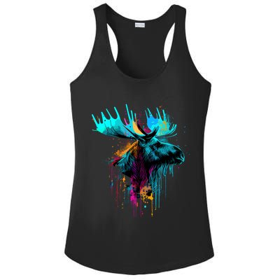 Moose Lovers Colorful Pop Art Beautiful Moose Ladies PosiCharge Competitor Racerback Tank