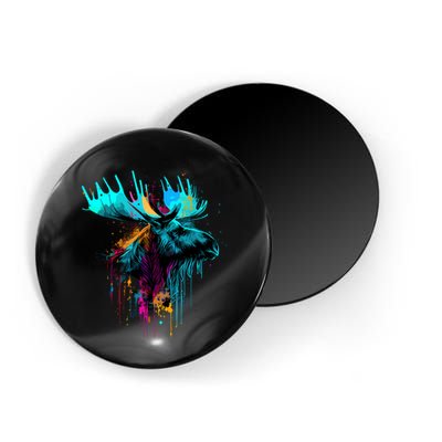 Moose Lovers Colorful Pop Art Beautiful Moose Magnet
