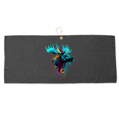 Moose Lovers Colorful Pop Art Beautiful Moose Large Microfiber Waffle Golf Towel