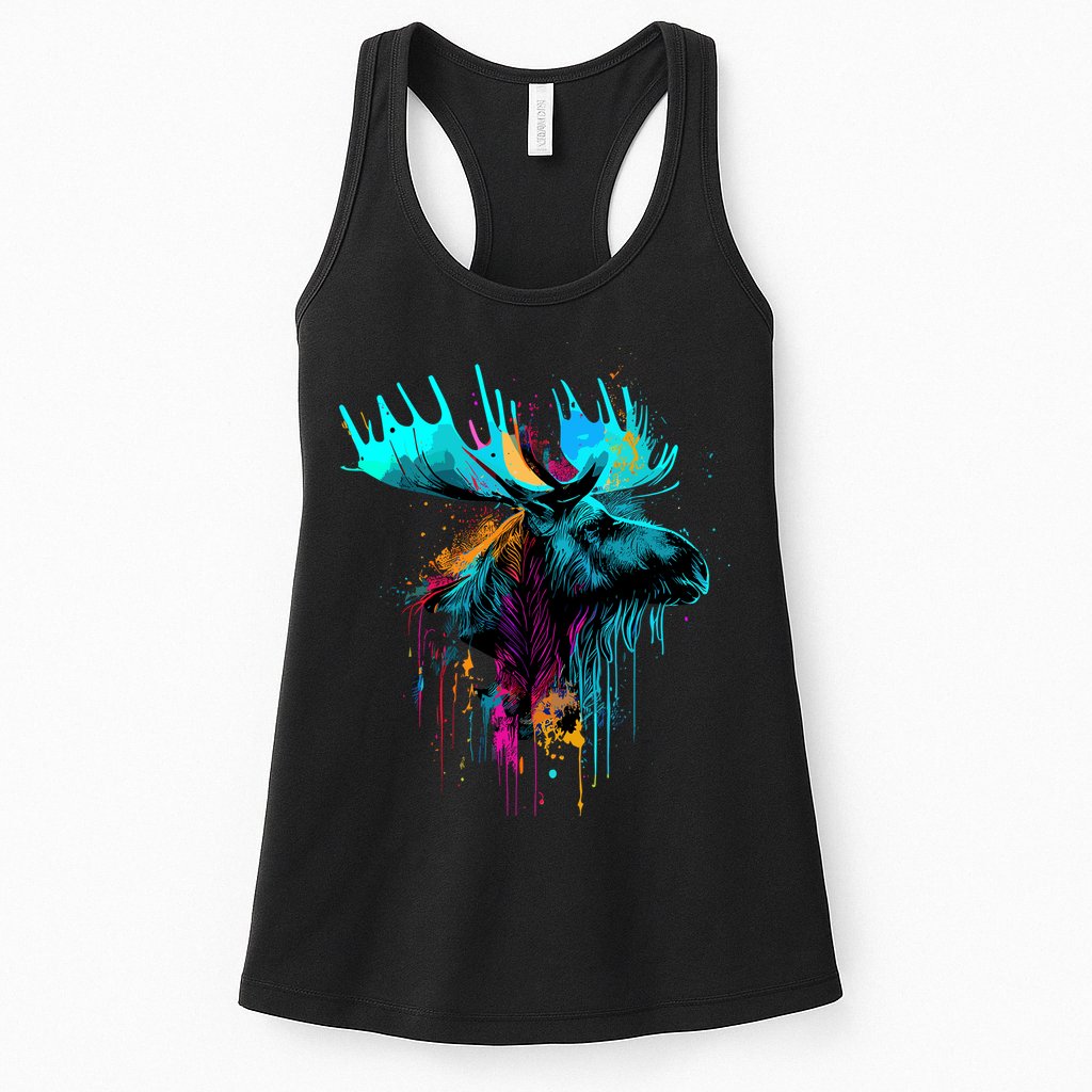 Moose Lovers Colorful Pop Art Beautiful Moose Womens Tank Top